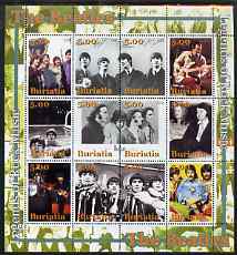 Buriatia Republic 2004 The Beatles #1 perf sheetlet containing set of 12 values unmounted mint