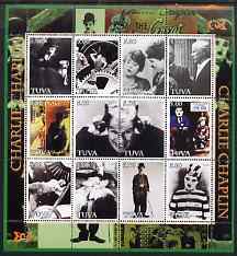 Touva 2004 Charlie Chaplin perf sheetlet #1 containing set of 12 values unmounted mint