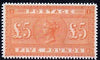 Great Britain 1867 QV £5 orange,,'Maryland' perf forgery 'unused', as SG 137 - the word Forgery is either handstamped or printed on the back and comes on a presentation card with descriptive notes