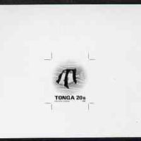 Tonga 1993-95 White-Tailed Dascyllus Fish 20s (from Marine Life def set) B&W photographic proof, scarce thus, as SG 1223