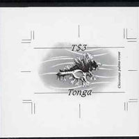 Tonga 1984-85 Rose-branch Murex 3p (from self adhesive Marine Life def set) B&W photographic proof, scarce thus, as SG 880