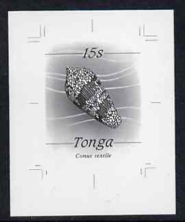 Tonga 1984-85 Textile or Cloth of Gold Cone Shell 15s (from self adhesive Marine Life def set) B&W photographic proof, scarce thus, as SG 873