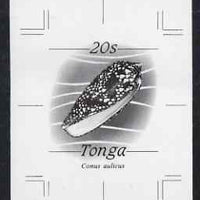 Tonga 1984-85 Princely Cone Shell 20s (from self adhesive Marine Life def set) B&W photographic proof, scarce thus, as SG 875 (Note the Princely Cone was issued as 29s)