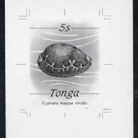 Tonga 1984-85 Green Map Cowrie Shell 5s (from self adhesive Marine Life def set) B&W photographic proof, scarce thus, as SG 867