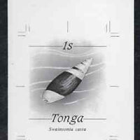 Tonga 1984-85 Chaste Mitre Shell 1s (from self adhesive Marine Life def set) B&W photographic proof, scarce thus, as SG 865