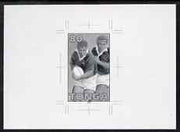 Tonga 1995 Rugby World Cup Championship 80s (Two Players with Ball) B&W photographic proof, scarce thus, as SG MS 1296b