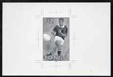 Tonga 1995 Rugby World Cup Championship 2p (Player Receiving Pass) B&W photographic proof, scarce thus, as SG MS 1296d