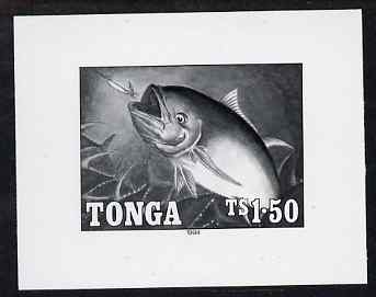 Tonga 1994 Yellow-Finned Tuna 1p50 (from Game Fishing set) B&W photographic proof, scarce thus, as SG 1269