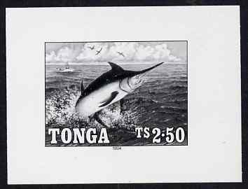 Tonga 1994 Blue Marlin 2p50 (from Game Fishing set) B&W photographic proof, scarce thus, as SG 1270