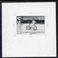 Tonga 1994 Polynesian Girl with Bicycle 45s (from 25th Anniversary set) B&W photographic proof, scarce thus, as SG 1291