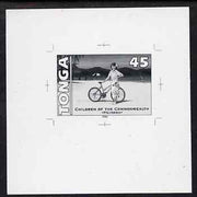 Tonga 1994 Polynesian Girl with Bicycle 45s (from 25th Anniversary set) B&W photographic proof, scarce thus, as SG 1291