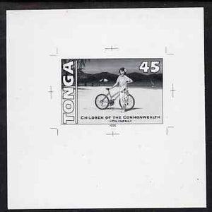 Tonga 1994 Polynesian Girl with Bicycle 45s (from 25th Anniversary set) B&W photographic proof, scarce thus, as SG 1291