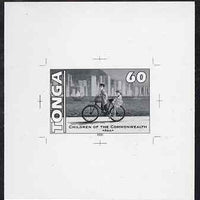 Tonga 1994 Honk Kong Children with Bicycle 60s (from 25th Anniversary set) B&W photographic proof, scarce thus, as SG 1292