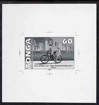 Tonga 1994 Honk Kong Children with Bicycle 60s (from 25th Anniversary set) B&W photographic proof, scarce thus, as SG 1292