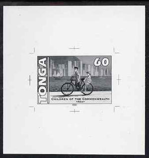 Tonga 1994 Honk Kong Children with Bicycle 60s (from 25th Anniversary set) B&W photographic proof, scarce thus, as SG 1292