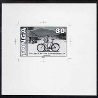 Tonga 1994 African Boy with Bicycle 80s (from 25th Anniversary set) B&W photographic proof, scarce thus, as SG 1293