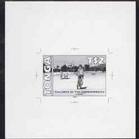Tonga 1994 Indian Boy with Bicycle 2p (from 25th Anniversary set) B&W photographic proof, scarce thus, as SG 1294