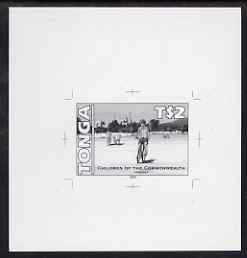 Tonga 1994 Indian Boy with Bicycle 2p (from 25th Anniversary set) B&W photographic proof, scarce thus, as SG 1294