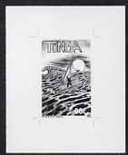 Tonga 1993 Traditional Transport (Raft) 80s (from Children's Painting Competition set) B&W photographic proof, scarce thus, as SG 1262