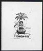 Tonga 1993 Girl Making Kava 10s (from Children's Painting Competition set) B&W photographic proof, scarce thus, as SG 1257