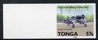 Tonga 1989 Chance Vought F4U 57s from Aviation in Tonga set imperf marginal plate proof, as SG 1056