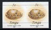 Tonga 1990-92 Green Map Cowrie Shell 5s (from reduced-size Marine Life set) imperf proof pair, rare thus, as SG1089 (1992 imprint date)