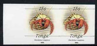 Tonga 1990-92 Hermit Crab in Shell 15s (from reduced-size Marine Life set) imperf proof pair, rare thus, as SG1093 (1992 imprint date)