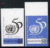 Tonga - Niuafo'ou 1995 50th Anniversary of United Nations 60s & 80s imperf plate proofs, scarce thus, as SG 238 & 241