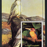 Fujeira 1972 Tropical Birds m/sheet Falcon & Kingfisher (Mi BL 138A) unmounted mint