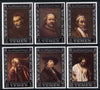 Yemen - Royalist 1967 Rembrandt imperf set of 6 (borders in silver) unmounted mint as SG R205-10, Mi 284-89B