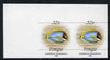 Tonga 1990-92 Powder-blue Surgeonfish 32s (from reduced-size Marine Life set) imperf proof pair, rare thus, as SG1095 (1990 imprint date)