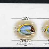 Tonga 1990-92 Powder-blue Surgeonfish 32s (from reduced-size Marine Life set) imperf proof pair, rare thus, as SG1095 (1990 imprint date)
