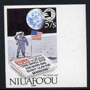 Tonga - Niuafo'ou 1989 EXPO '89 Stamp Exhibition (Man on Moon & Newspaper), imperf marginal proof unmounted mint as SG 131