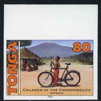 Tonga 1994 African Boy with Bicycle 80s (from 25th Anniversary set) imperf proof unmounted mint, as SG 1293