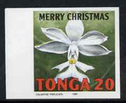 Tonga 1995 Orchid - Calanthe triplicata 20s Christmas imperf marginal plate proof as SG 1329