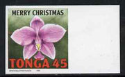 Tonga 1995 Orchid - Spathoglottis plicata 45s Christmas (insc Merry Christmas) imperf marginal plate proof as SG 1330