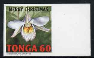 Tonga 1995 Orchid - Dendrobium platygastrium 60s Christmas (insc Merry Christmas) imperf marginal plate proof as SG 1332