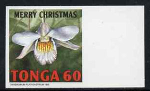 Tonga 1995 Orchid - Dendrobium platygastrium 60s Christmas (insc Merry Christmas) imperf marginal plate proof as SG 1332