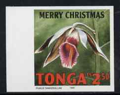 Tonga 1995 Orchid - Dendrobium toki 2p50 Christmas (insc Merry Christmas) imperf marginal plate proof as SG 1336