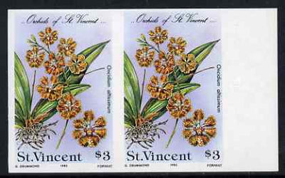 St Vincent 1985 Orchids $3 imperf pair unmounted mint, as SG 853