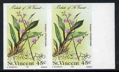 St Vincent 1985 Orchids 45c imperf pair unmounted mint, as SG 851