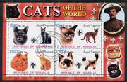Somalia 2002 Domestic Cats of the World perf sheetlet #05 containing 4 values each with Scout Logo, fine cto used