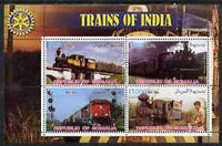 Somalia 2002 Trains of India #1 perf sheetlet containing 4 values with Rotary Logo, fine cto used