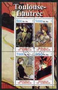 Somalia 2002 Toulouse-Lautrec Paintings perf sheetlet containing 4 values, fine cto used