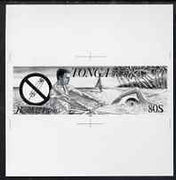 Tonga 1993 Anti-Drugs & Water Sports 80s (from Health & Fitness set) B&W photographic proof (as issued 1p50 value - SG 1215)