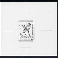 Tonga - Niuafo'ou 1983 Parrot-Finch 3s (from Birds set) B&W photographic Proof as SG 29