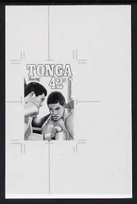 Tonga 1990 Boxing 42s (from Commonwealth Games set) B&W photographic proof, scarce thus, as SG 1065