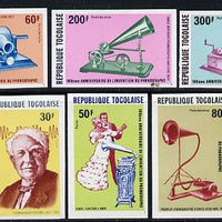 Togo 1978 Edison & Phonograph set of 6 imperf from limited printing unmounted mint, as SG 1296-1300