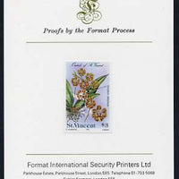 St Vincent 1985 Orchids $3 imperf proof mounted on Format International proof card