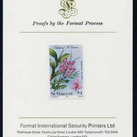 St Vincent 1985 Orchids $1 imperf proof mounted on Format International proof card